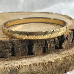 Vintage Monet Etched Textured Gold Bangle Bracelet